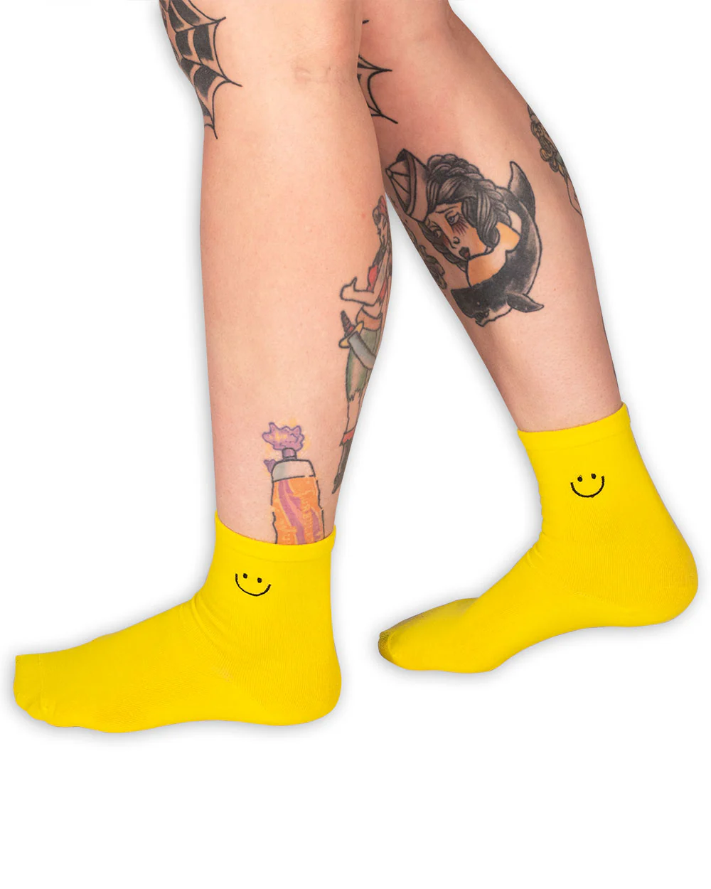 Socks - Calf Socks Yellow W/ Smiley Emb Sv - Image 4