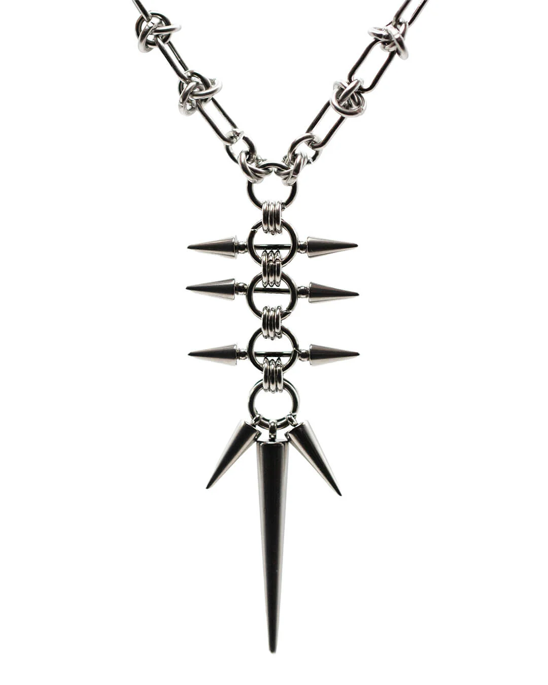 Spiked Barbells Smooth Barbed Wire Necklace - Image 2