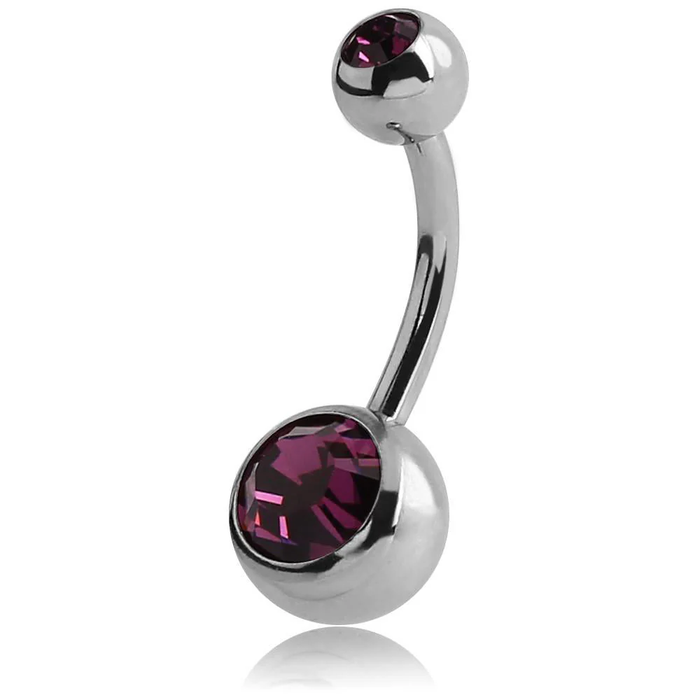Surgical Steel Large Jewelled Navel Barbell - Image 10