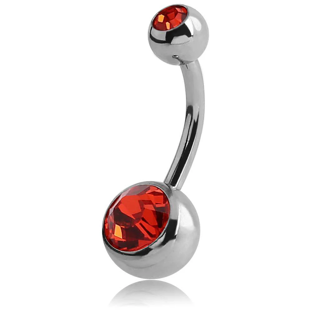 Surgical Steel Large Jewelled Navel Barbell - Image 3