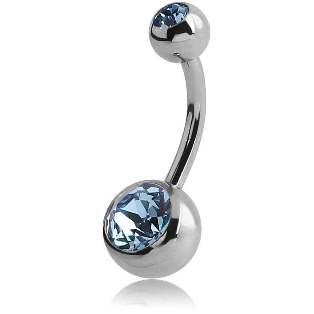 Surgical Steel Large Jewelled Navel Barbell - Image 4
