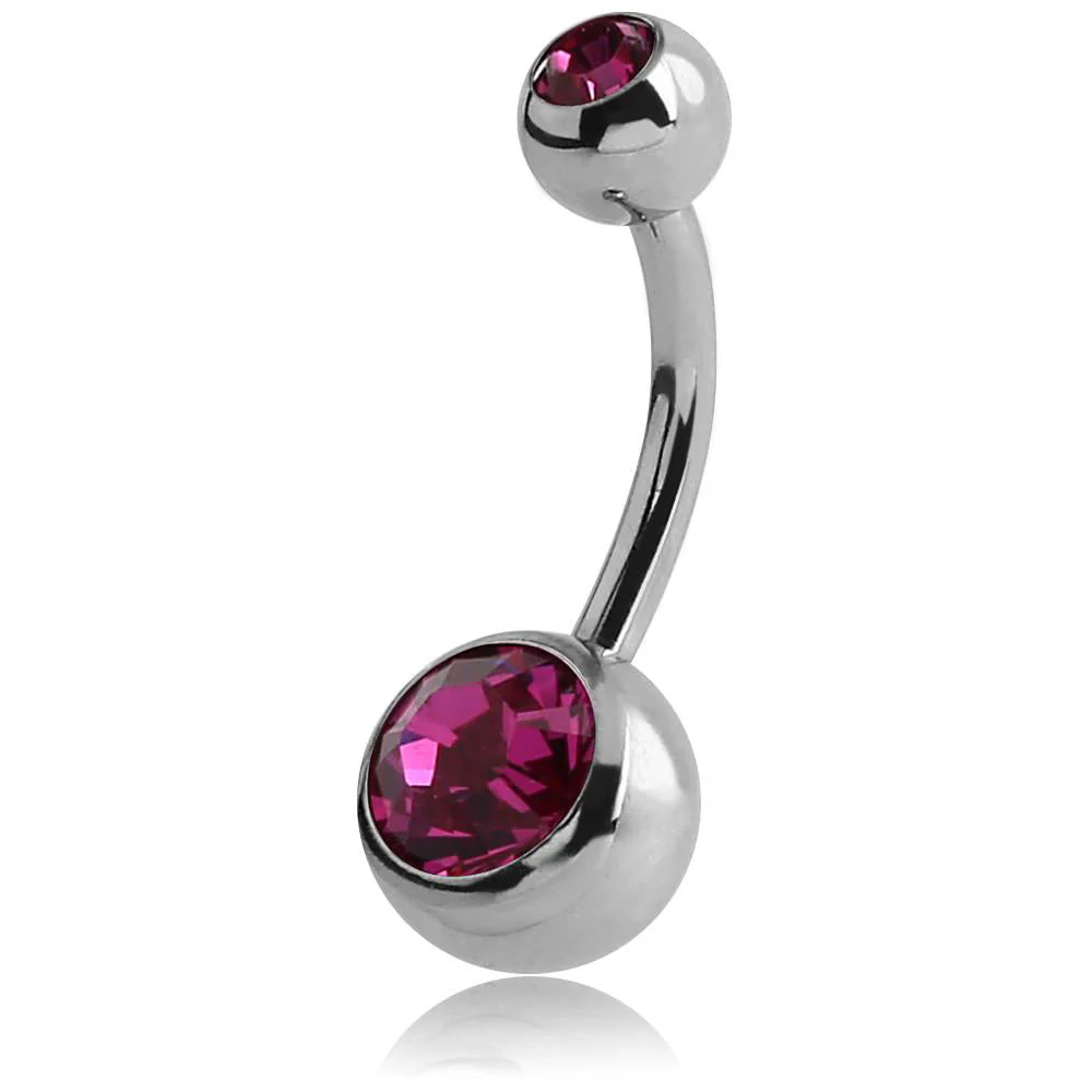 Surgical Steel Large Jewelled Navel Barbell - Image 6