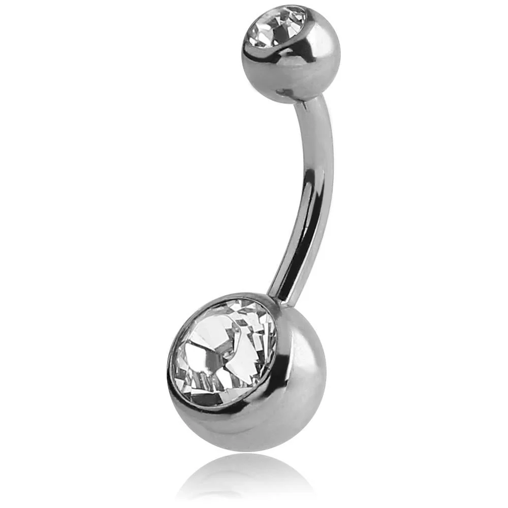 Surgical Steel Large Jewelled Navel Barbell - Image 7