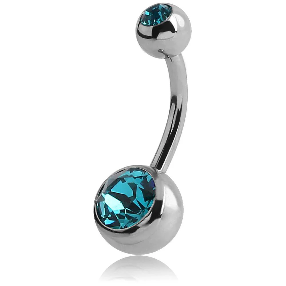 Surgical Steel Large Jewelled Navel Barbell - Image 8