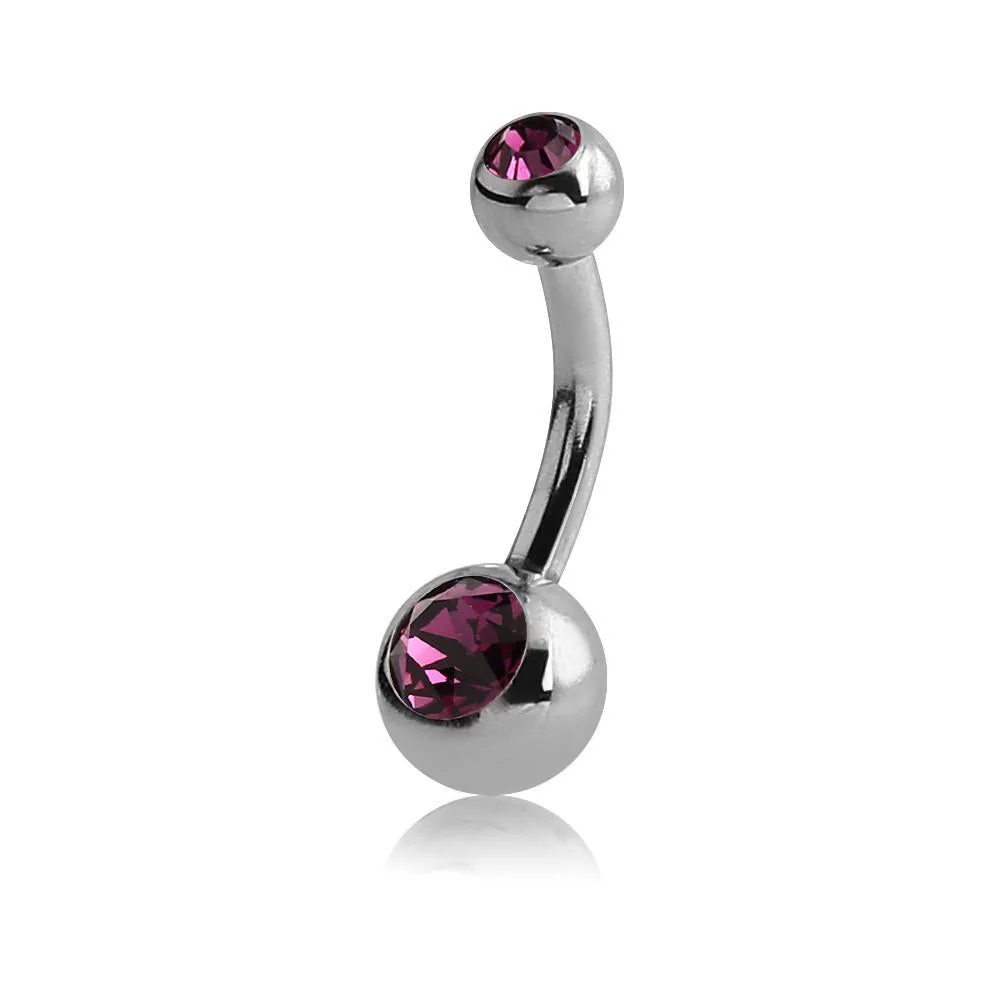 Surgical Steel Small Jewelled Navel Barbell - Image 10