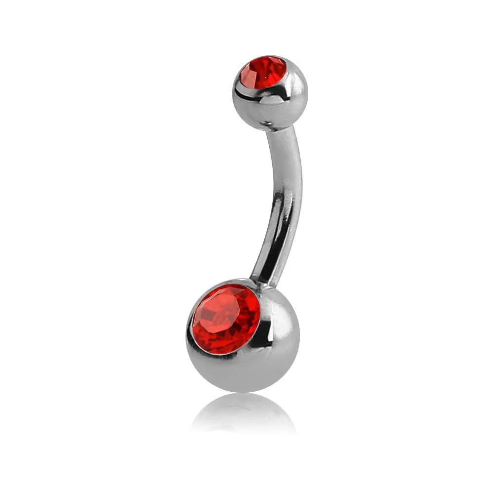 Surgical Steel Small Jewelled Navel Barbell - Image 3