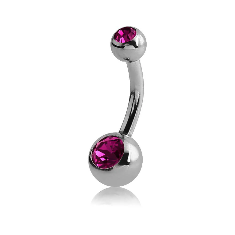 Surgical Steel Small Jewelled Navel Barbell - Image 6