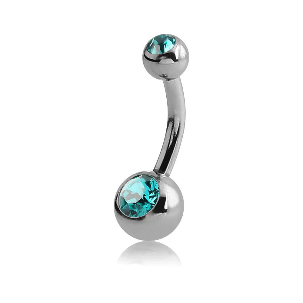 Surgical Steel Small Jewelled Navel Barbell - Image 8