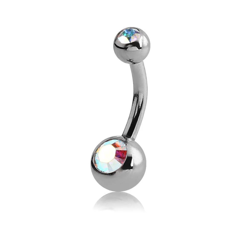 Surgical Steel Small Jewelled Navel Barbell - Image 9