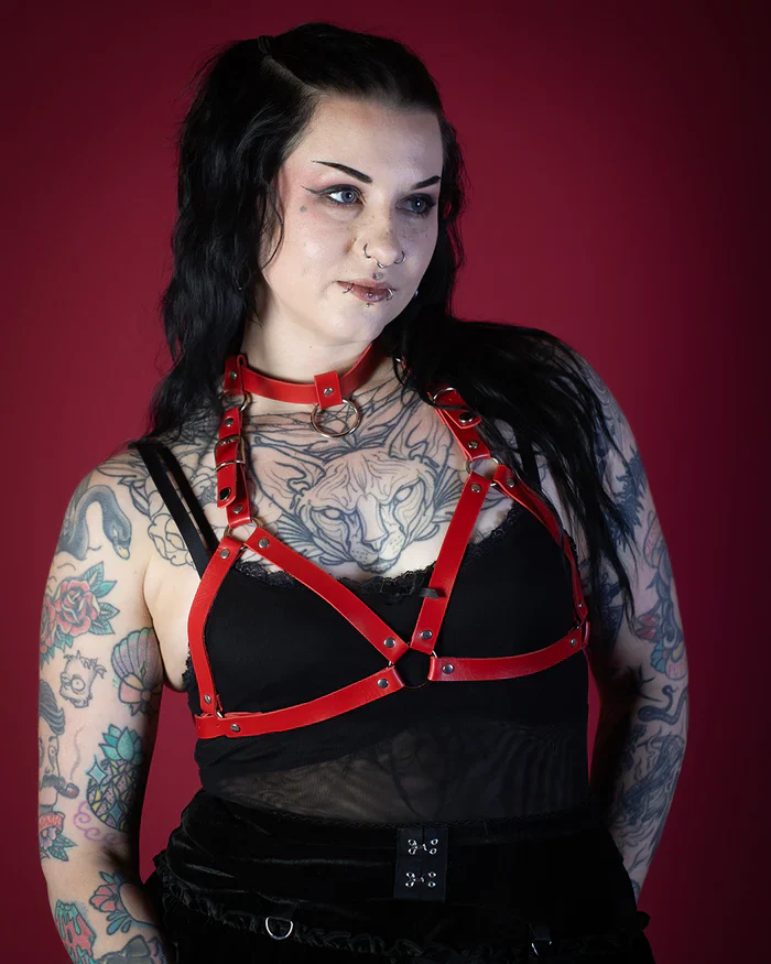 Sweet Vengeance 'The Sufferer' Choker Bra Harness Red - Image 3