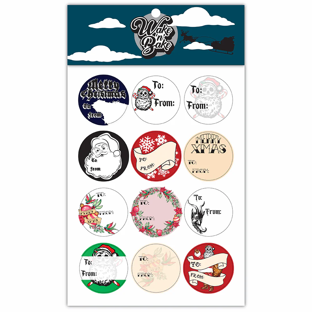 WAKE 'N' BAKE | 24 PACK OF TATTOO XMAS STICKERS