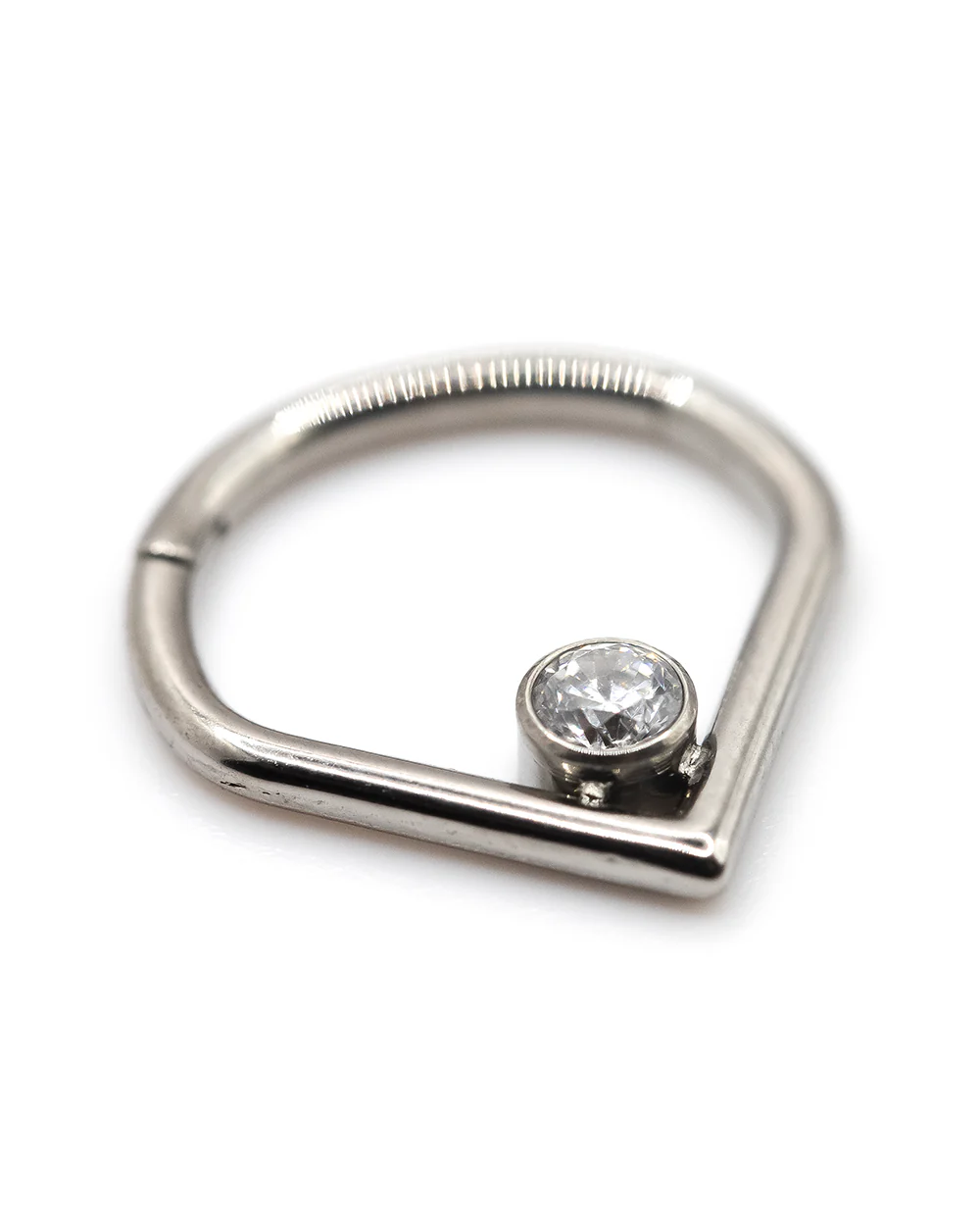 Teardrop Diamonte Titanium Hinged Ring - Image 3