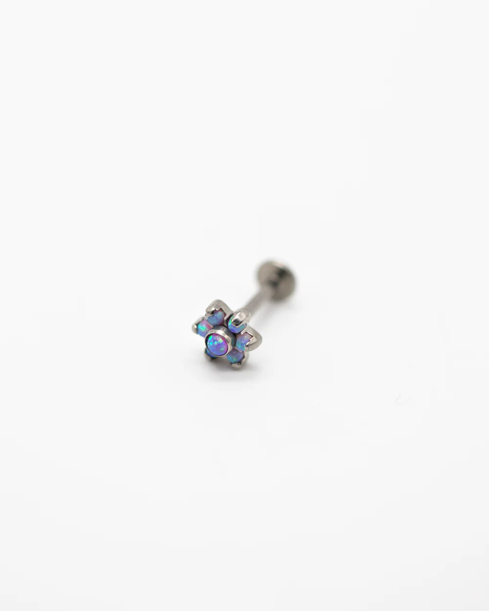 Titanium Internal Thread Opal Flower Labret Bar - Image 3