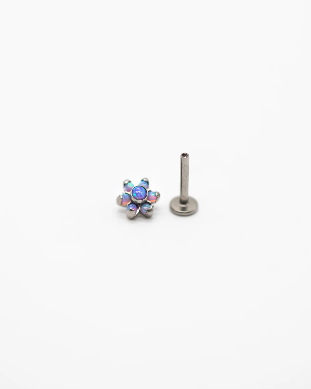 Titanium Internal Thread Opal Flower Labret Bar - Image 4