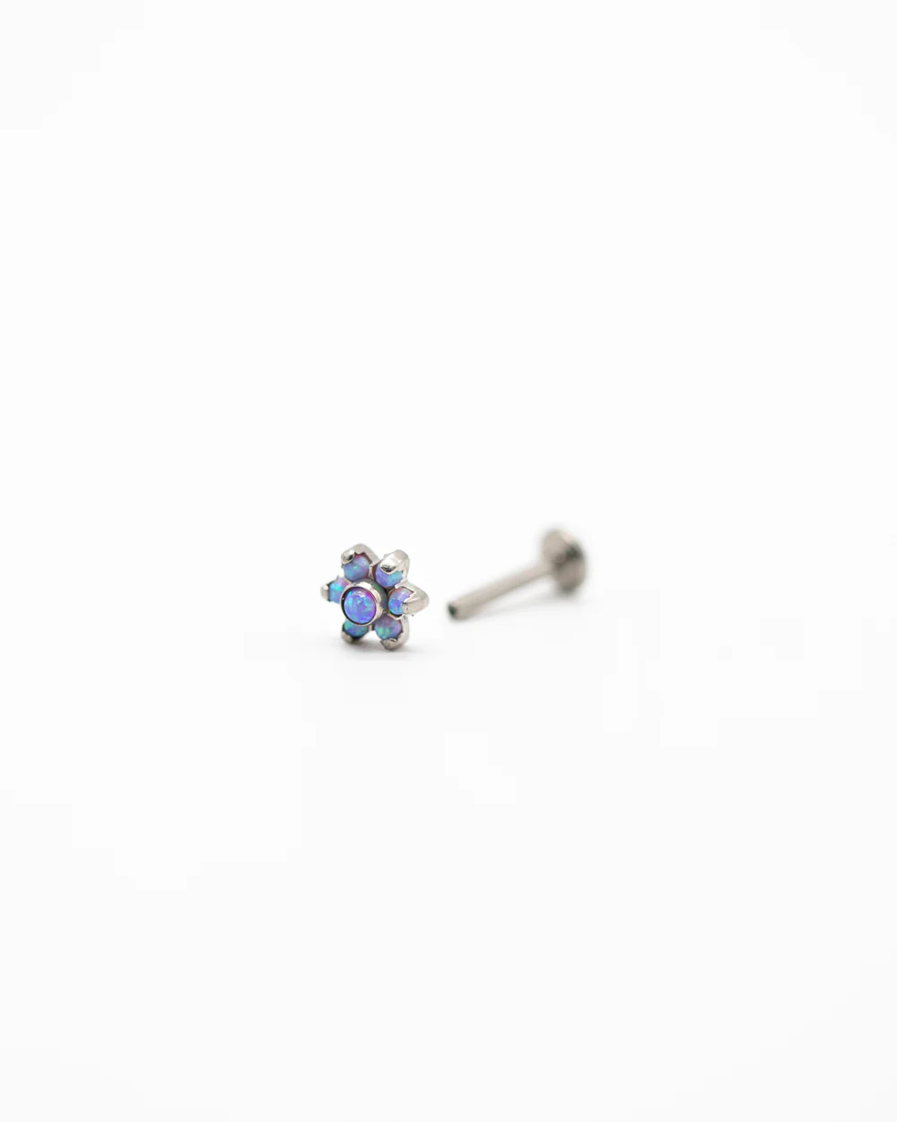Titanium Internal Thread Opal Flower Labret Bar - Image 5