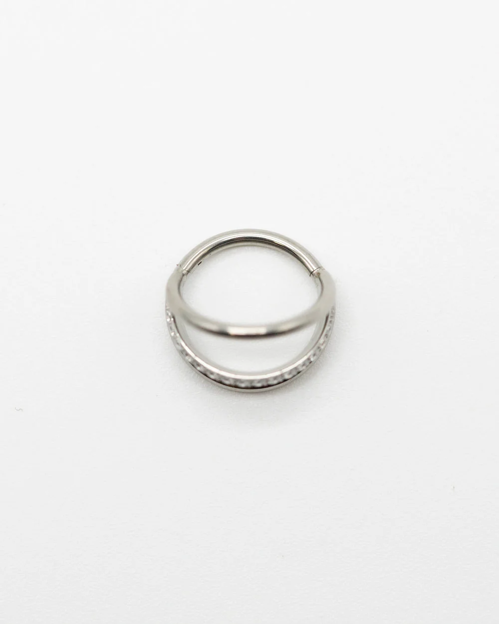 Tri Hoop Crystal Titanium Hinged Ring - Image 3