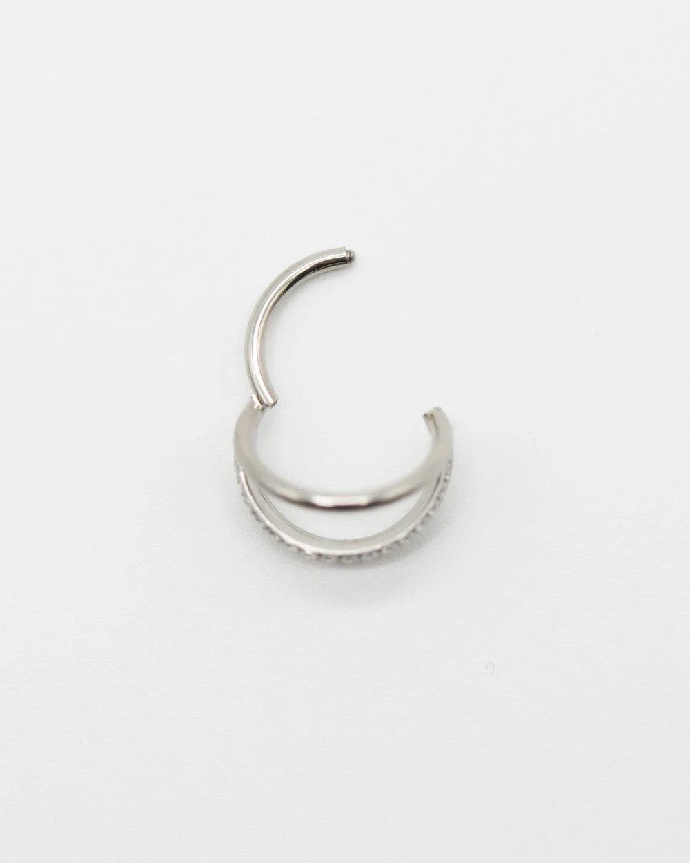 Tri Hoop Crystal Titanium Hinged Ring - Image 4