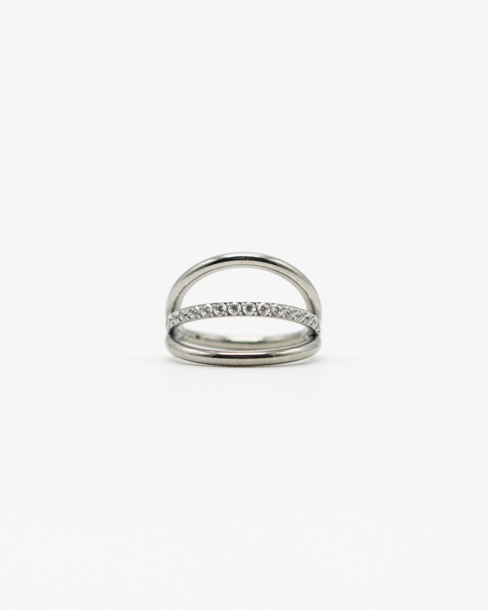 Tri Hoop Crystal Titanium Hinged Ring - Image 6
