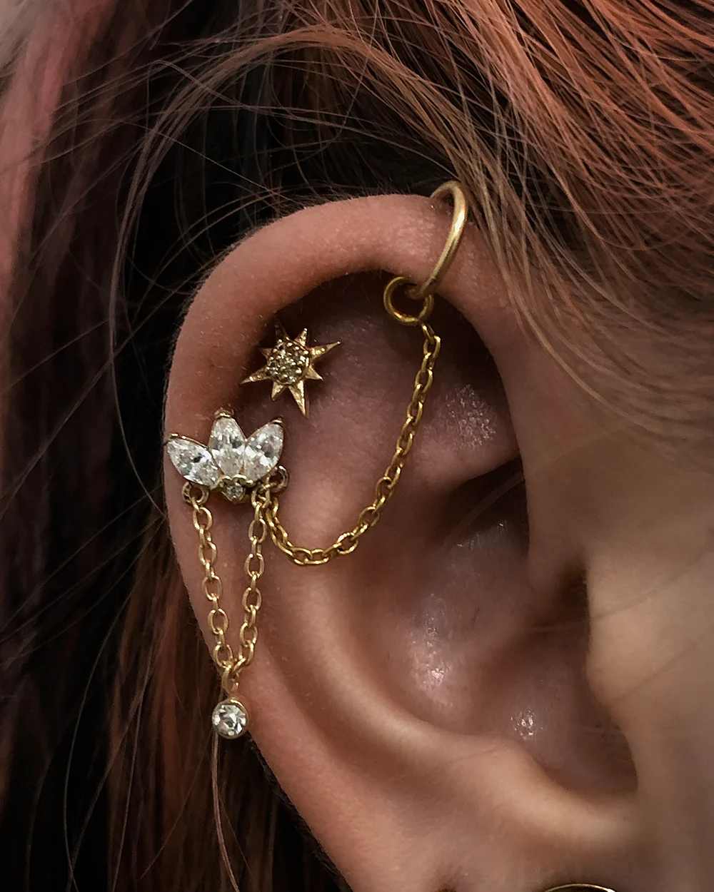 Multi Diamonte Bling with Chain Internally Threaded Attachment - Image 2