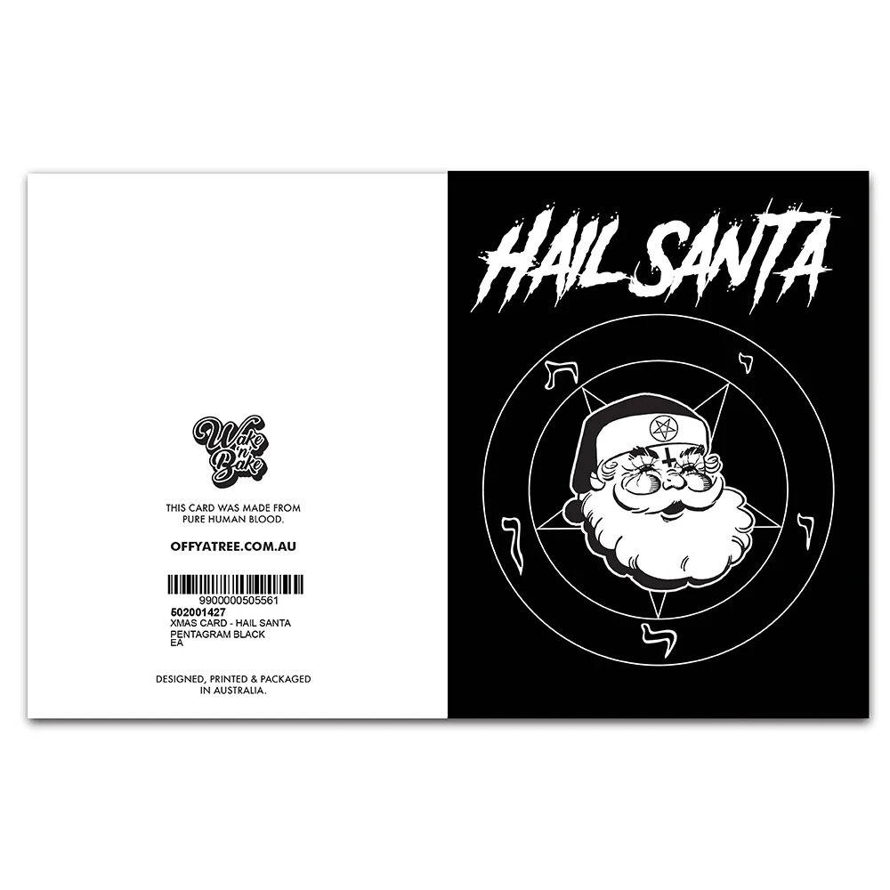 WAKE 'N' BAKE | HAIL SANTA PENTAGRAM XMAS GREETING CARD - Image 2