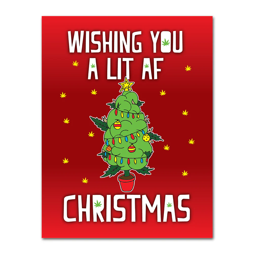 WAKE 'N' BAKE | LIT AF CHRISTMAS XMAS GREETING CARD