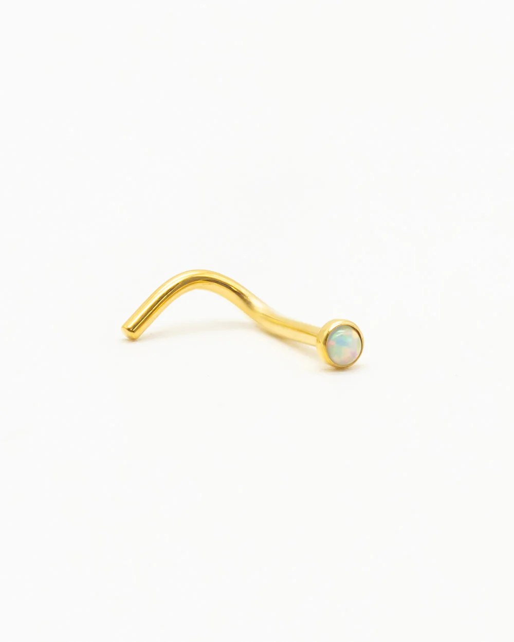 White Opal Bejewelled Gold Nose Stud